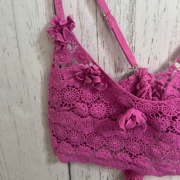 Free People Pink Lace Crop Top - Picture 3 of 9